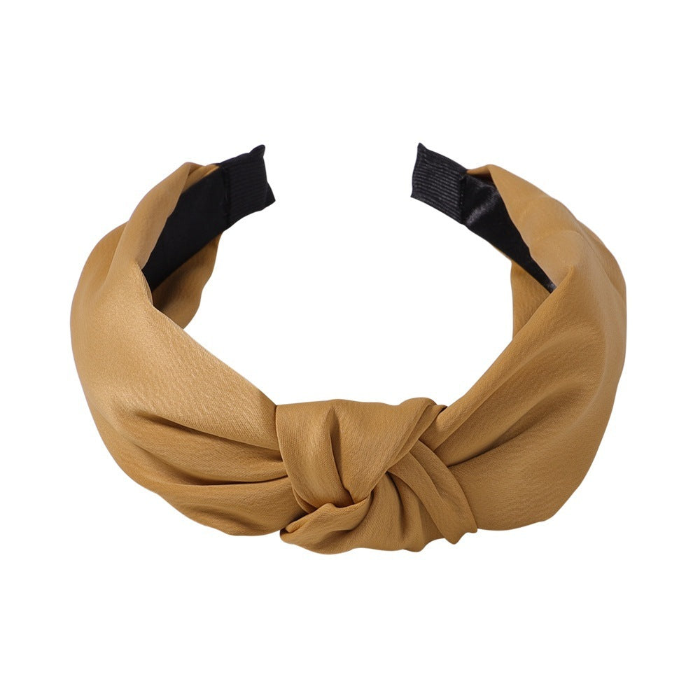 Sweet Satin Texture Wide Knot Classic Headband for Women