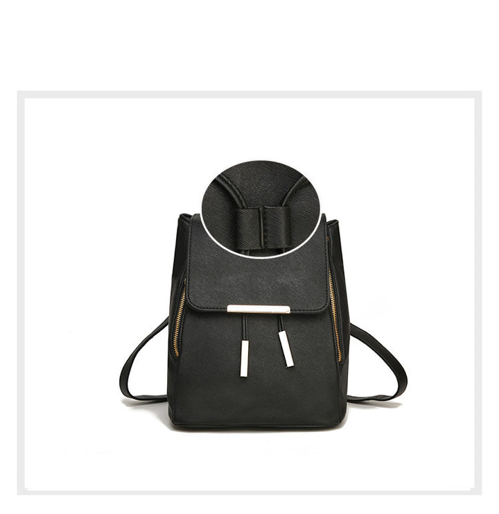 Woman Black High-Quality PU Leather Backpack: Fashionable & Durable