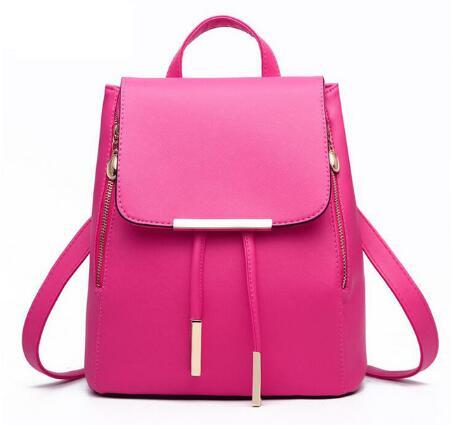 Woman Black High-Quality PU Leather Backpack: Fashionable & Durable