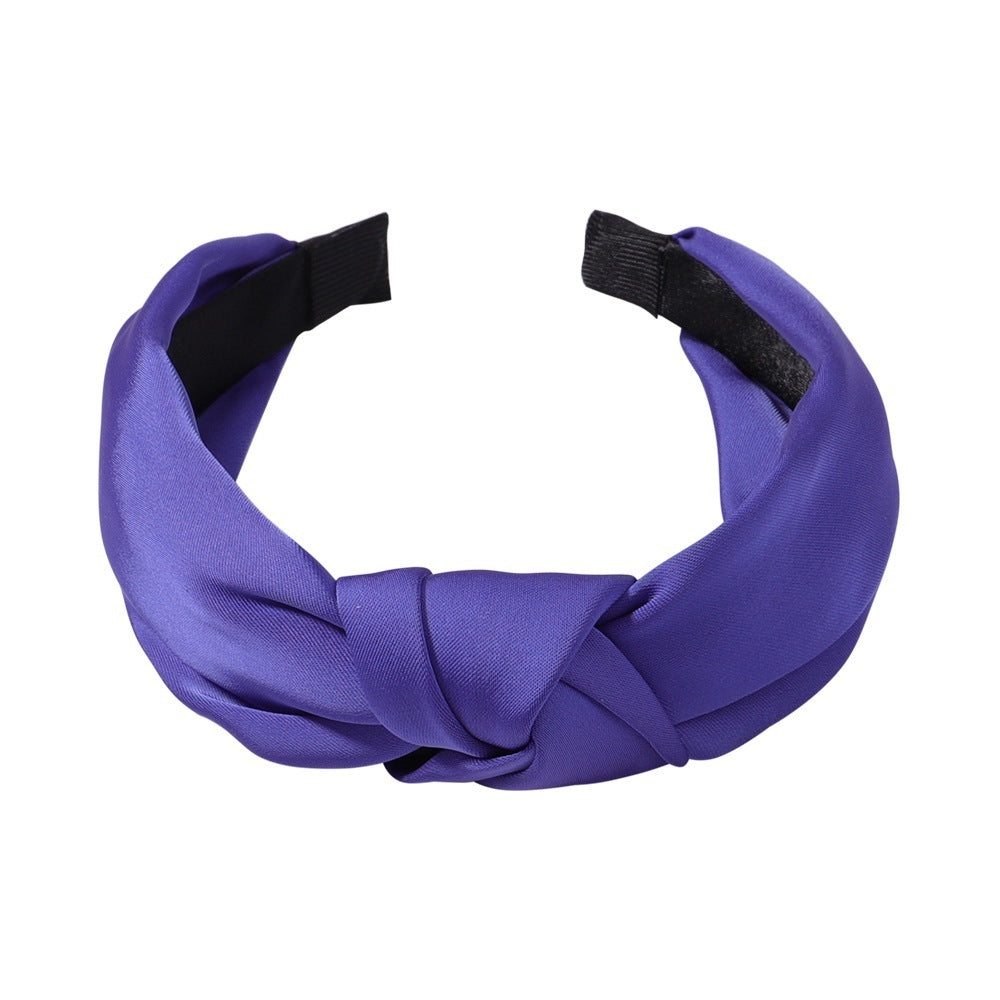 Sweet Satin Texture Wide Knot Classic Headband for Women