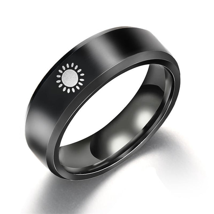 Fashionable Sun & Moon Stainless Steel Couple Rings