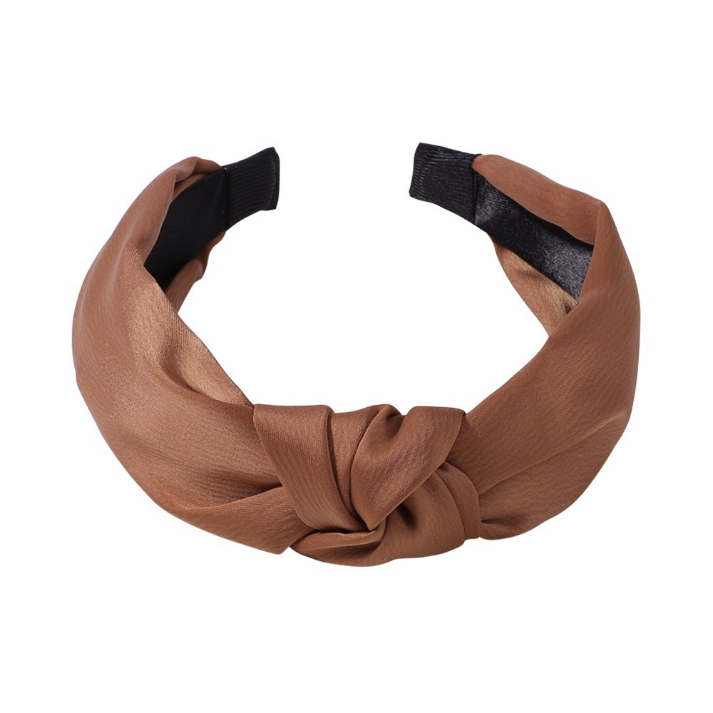 Sweet Satin Texture Wide Knot Classic Headband for Women