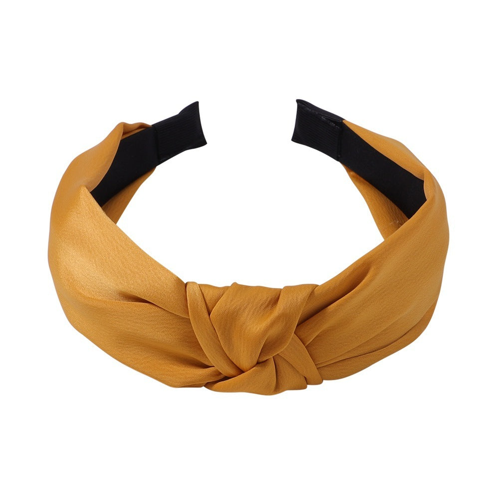 Sweet Satin Texture Wide Knot Classic Headband for Women