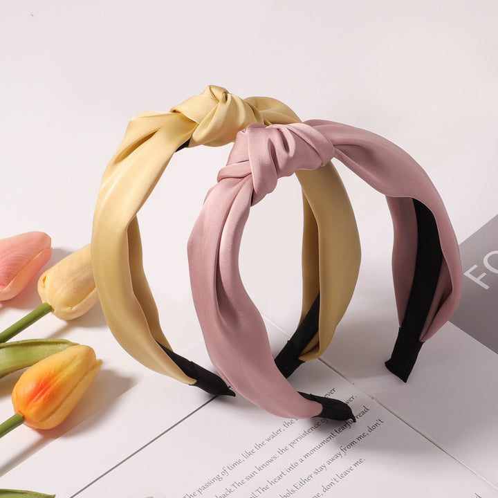 Sweet Satin Texture Wide Knot Classic Headband for Women