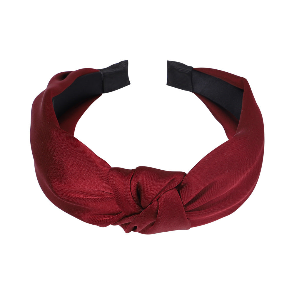 Sweet Satin Texture Wide Knot Classic Headband for Women