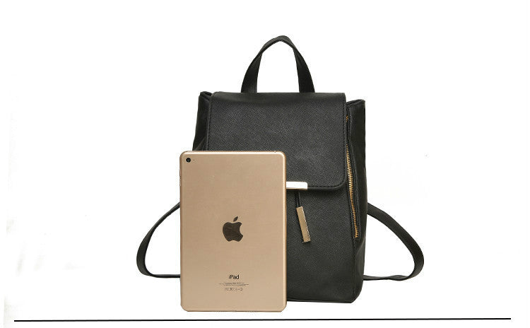 Woman Black High-Quality PU Leather Backpack: Fashionable & Durable