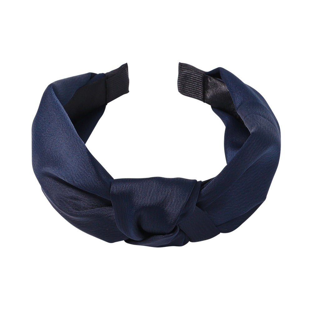 Sweet Satin Texture Wide Knot Classic Headband for Women