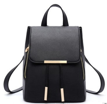 Woman Black High-Quality PU Leather Backpack: Fashionable & Durable