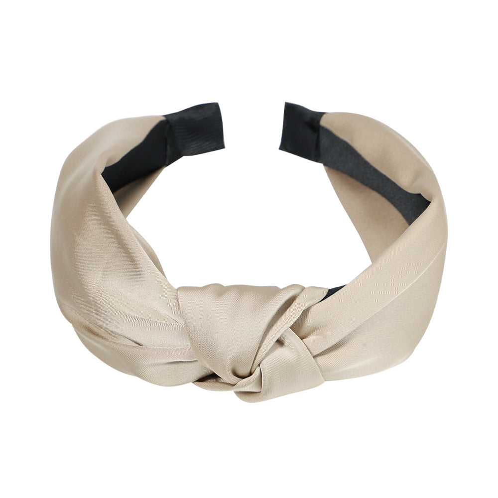 Sweet Satin Texture Wide Knot Classic Headband for Women