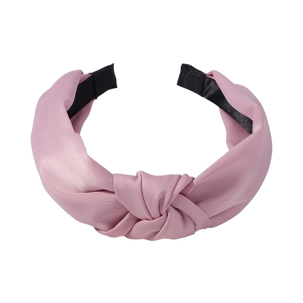 Sweet Satin Texture Wide Knot Classic Headband for Women