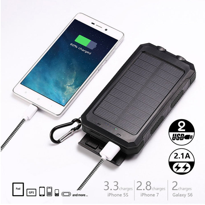 Solar Power Bank with Compass Outdoor Mobile Charger