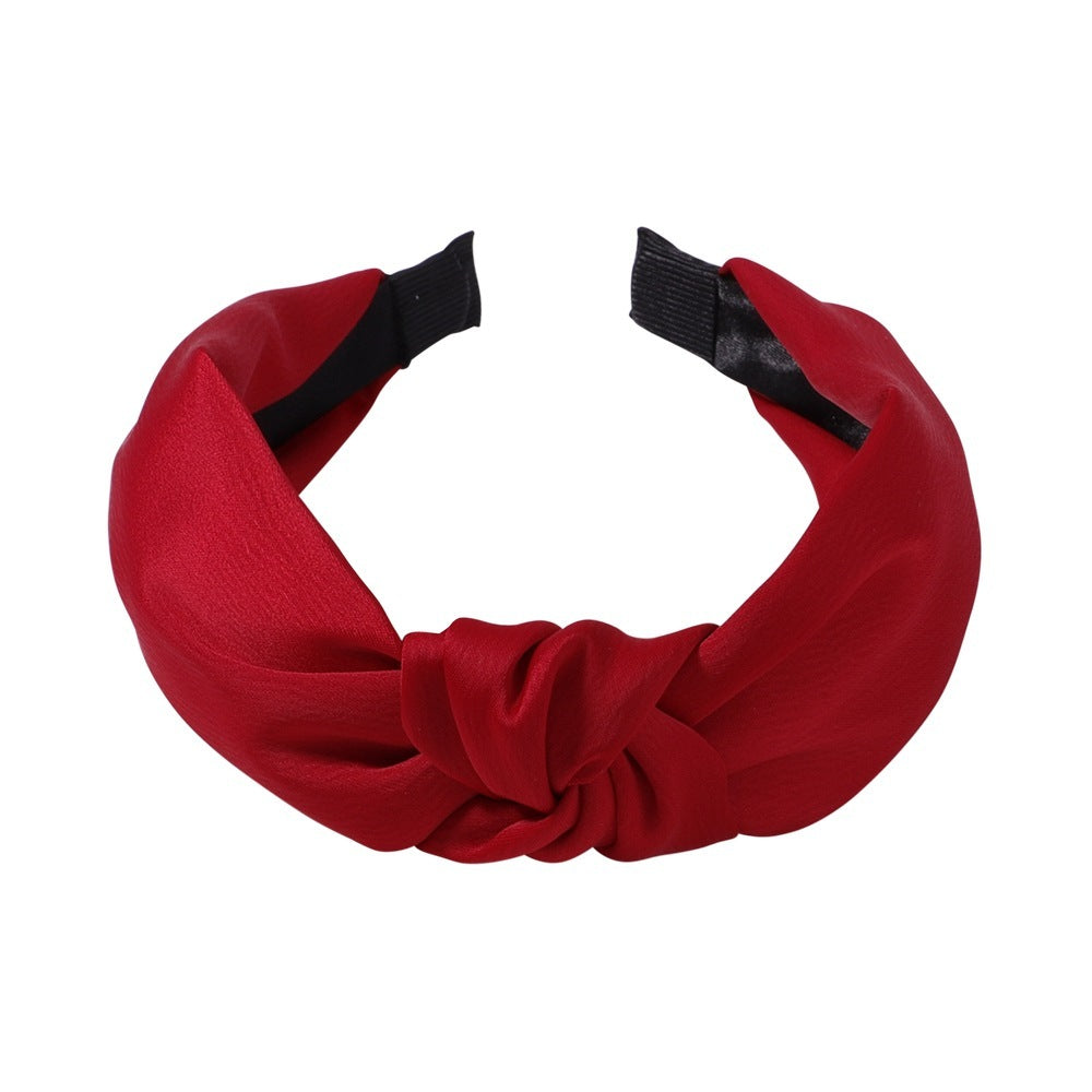 Sweet Satin Texture Wide Knot Classic Headband for Women