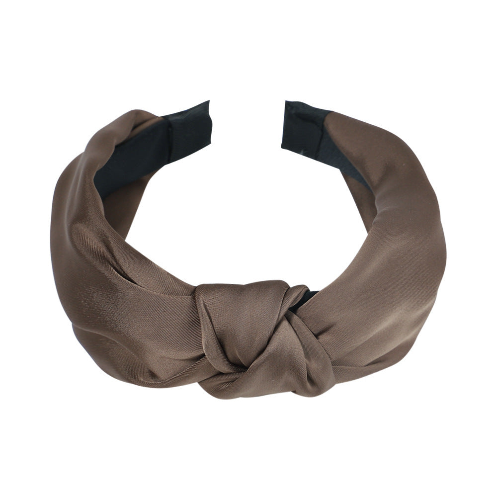 Sweet Satin Texture Wide Knot Classic Headband for Women