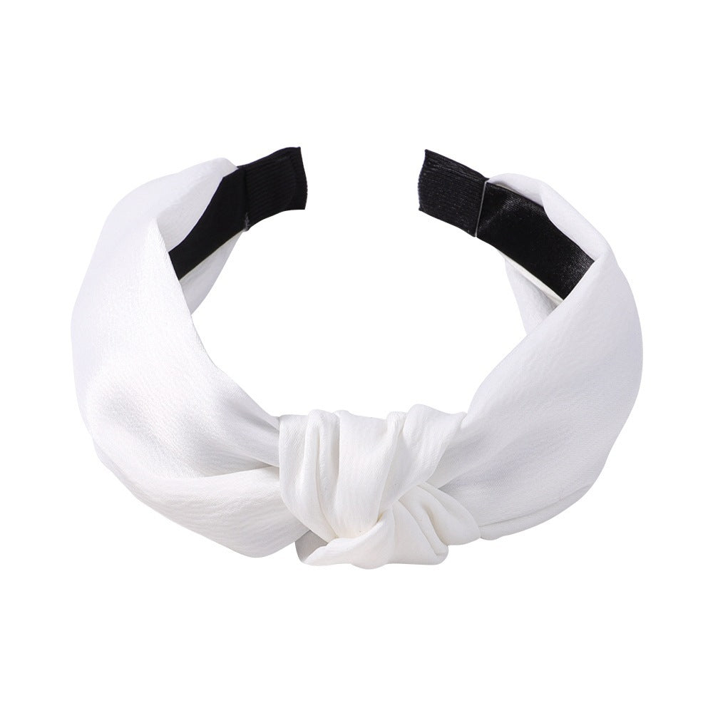 Sweet Satin Texture Wide Knot Classic Headband for Women