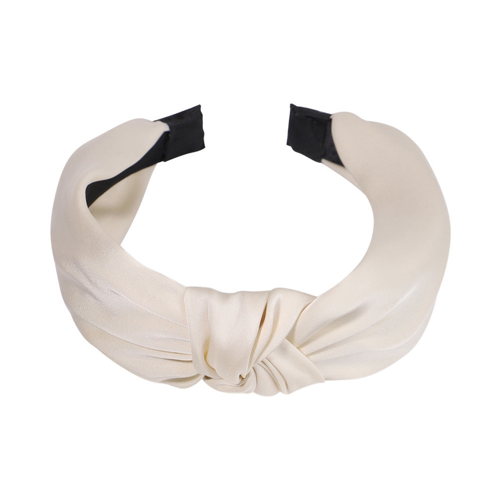 Sweet Satin Texture Wide Knot Classic Headband for Women