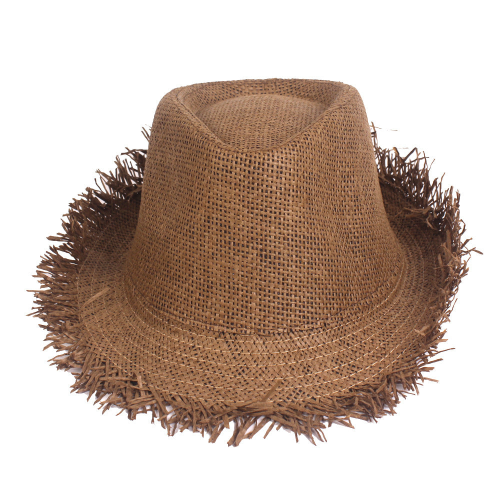Classic Men's Straw Top Hat With Summer Sun Ready